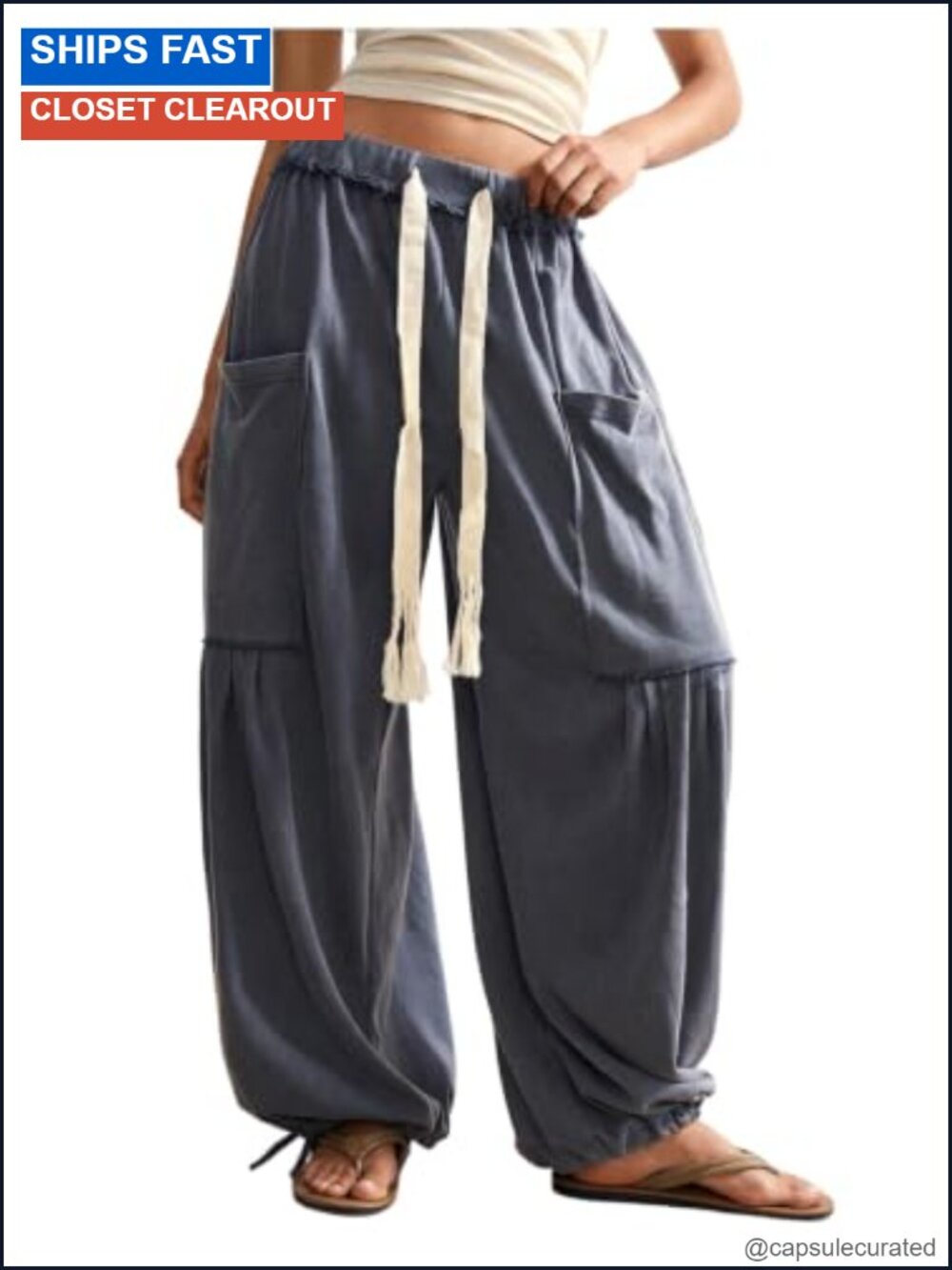 RoseSeek Women's Baggy Boho Harem Pants Wide Leg Sweatpants Pockets